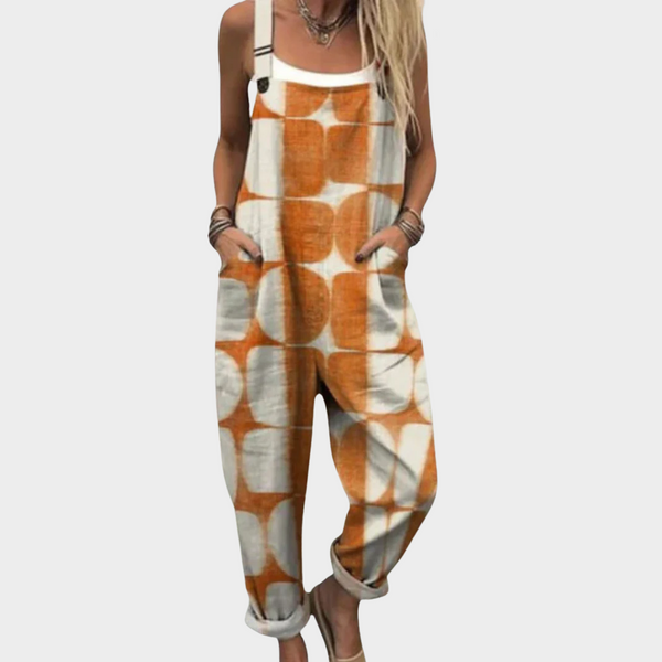 Almut Marburg | Latzhose mit Batik-Kreisen Orange
