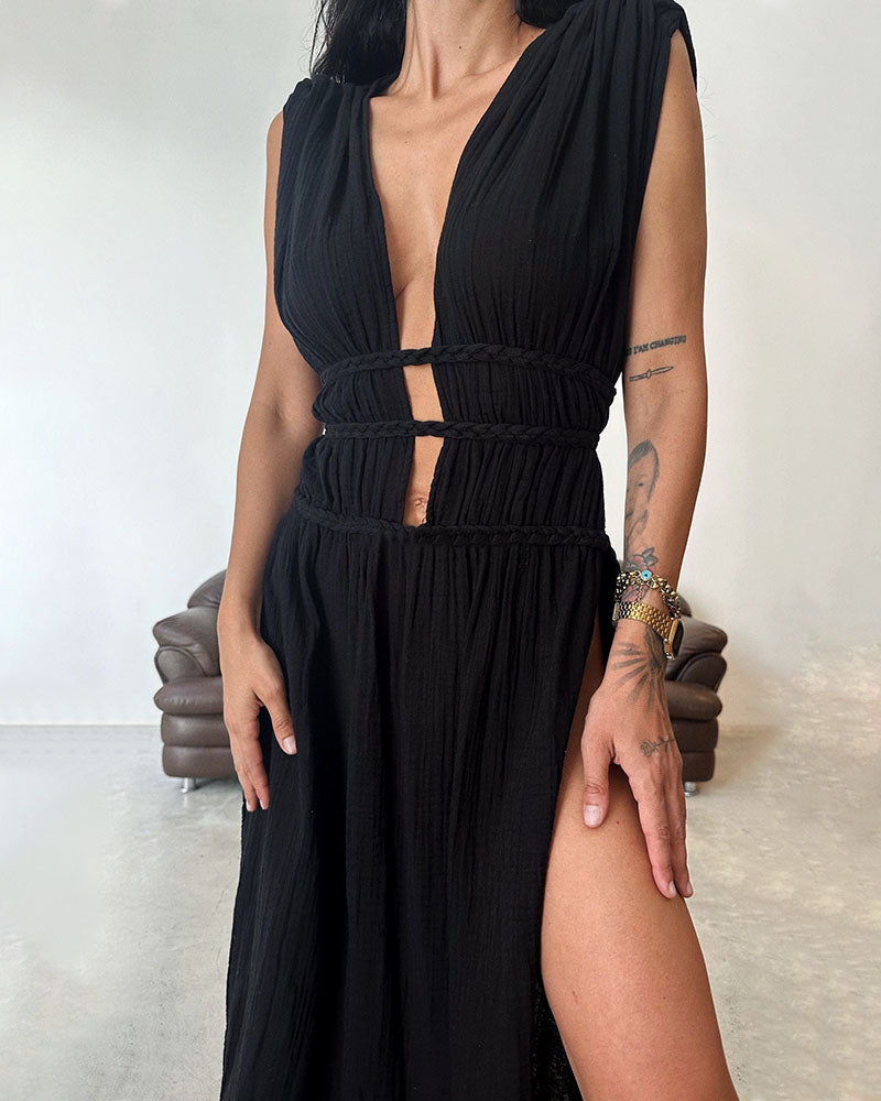 Theresa Wernigerode | Texturiertes Kleid mit Schlitz