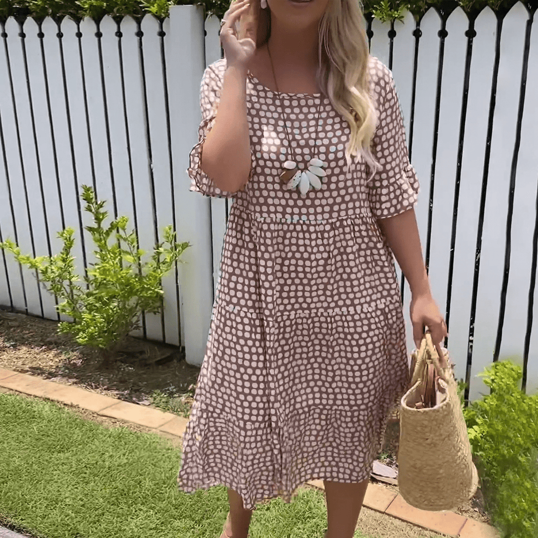 Emma Rüdesheim | Midi-Kleid mit Kurzen Ärmeln in Sand
