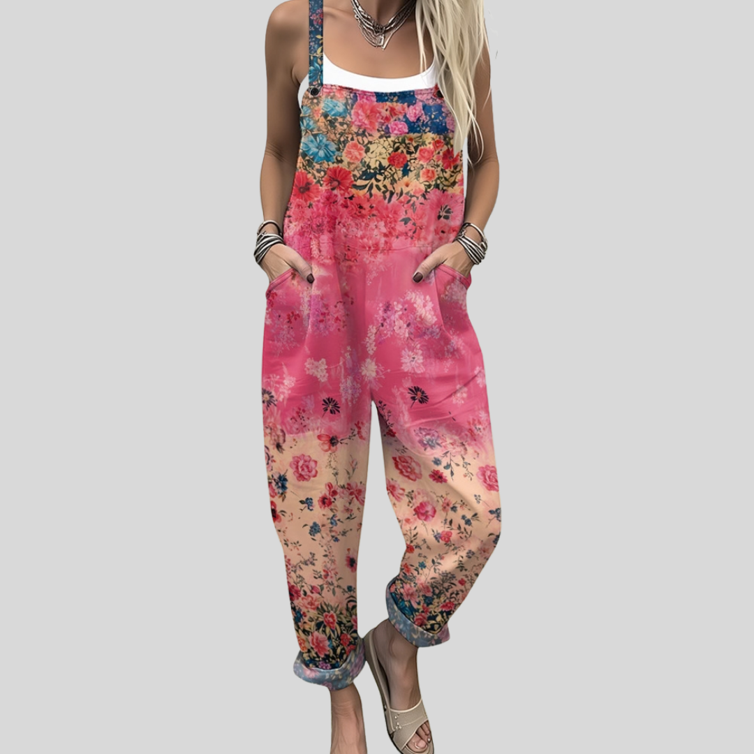 Rosalinde Coburg | Florale Latzhose Koralle-Pink
