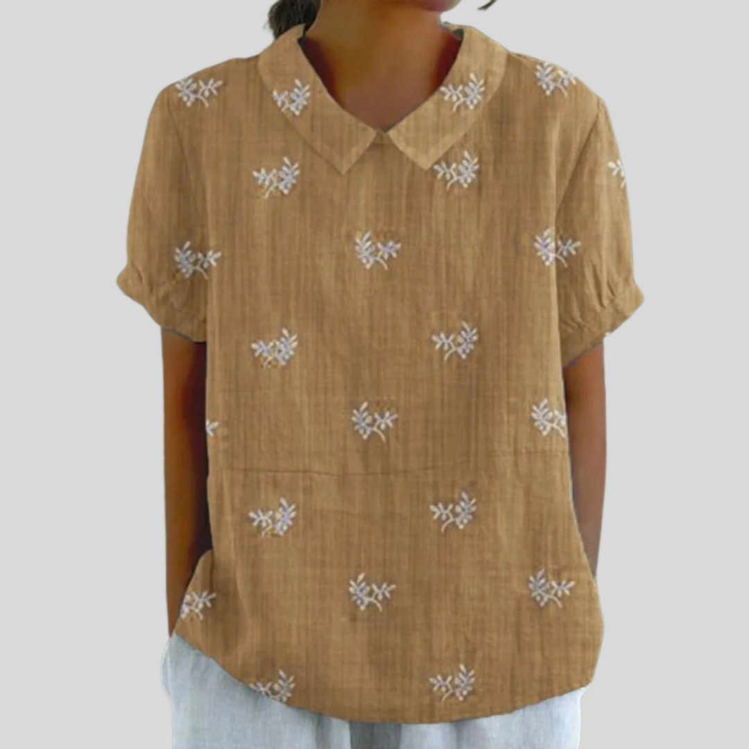 Ottilie Rothenburg | Blumenoberteil Eleganter Komfort in Khaki