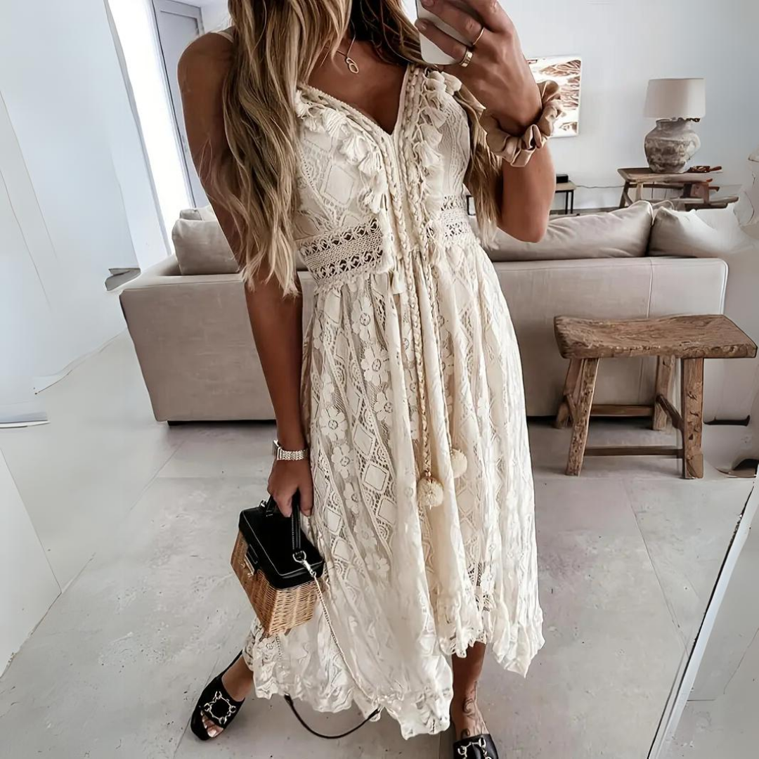 Katharina Konstanz | Elegantes Boho-Kleid in Beige