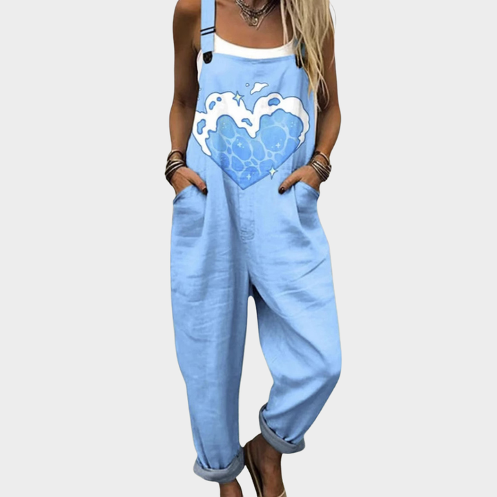 Almut Baden-Baden | Latzhose mit Herz-Motiv Hellblau