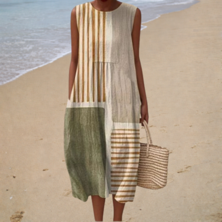 Clara Speyer | Bequeme Ärmellose Sommerkleid in Beige