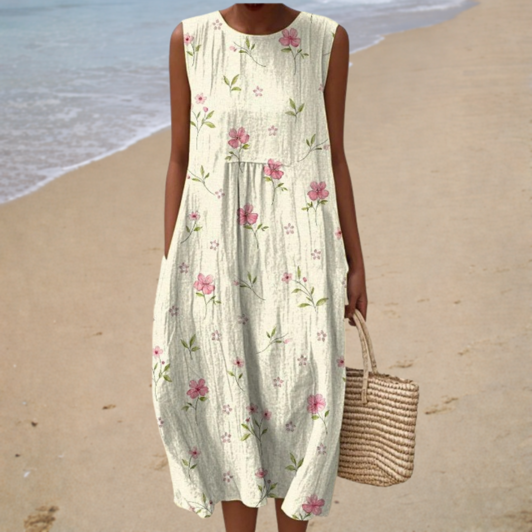 Wilhelmine Tübingen | Bequeme Ärmellose Sommerkleid in Beige