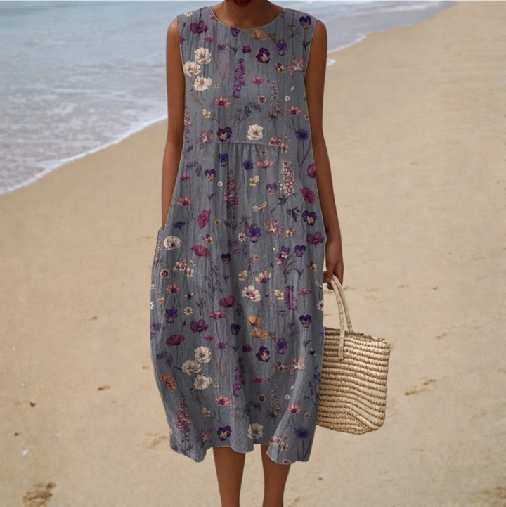 Clara Stralsund | Bequeme Ärmellose Sommerkleid in Beige