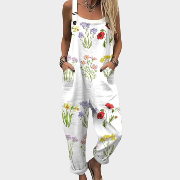 Elise Passau | Latzhose mit Wildblumenwiese Weiß