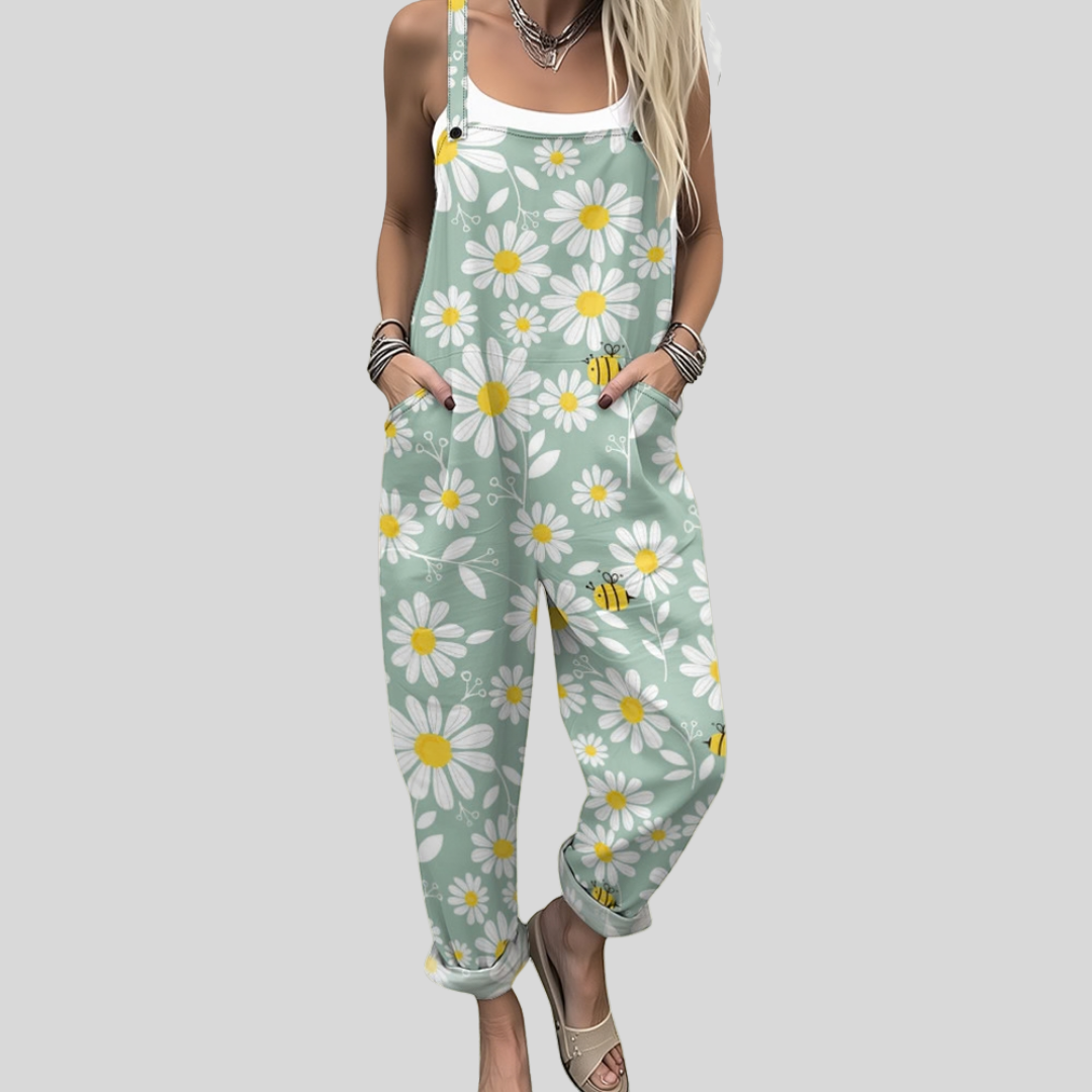 Josefine Dresden | Salbeigrüne Latzhose mit Margeriten