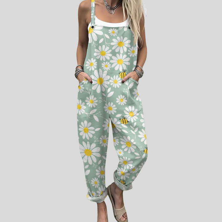 Josefine Dresden | Salbeigrüne Latzhose mit Margeriten