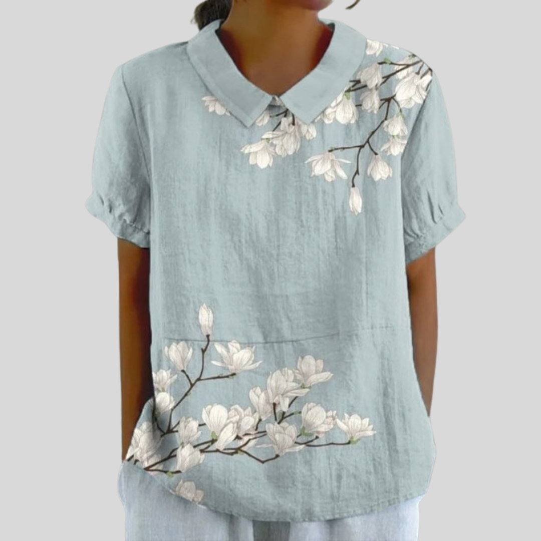 Almut Schwerin | Blumenoberteil Eleganter Komfort in Beige