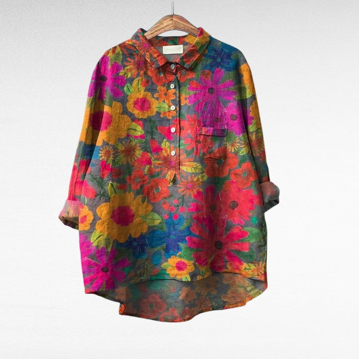 Almut Rüdesheim | Elegante Sommerbluse in Mehrfarbig