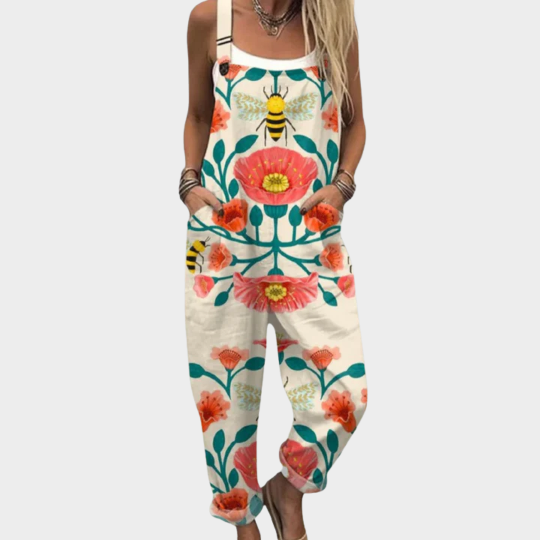 Brunhild Schwerin | Latzhose mit Mohnblumen und Bienen