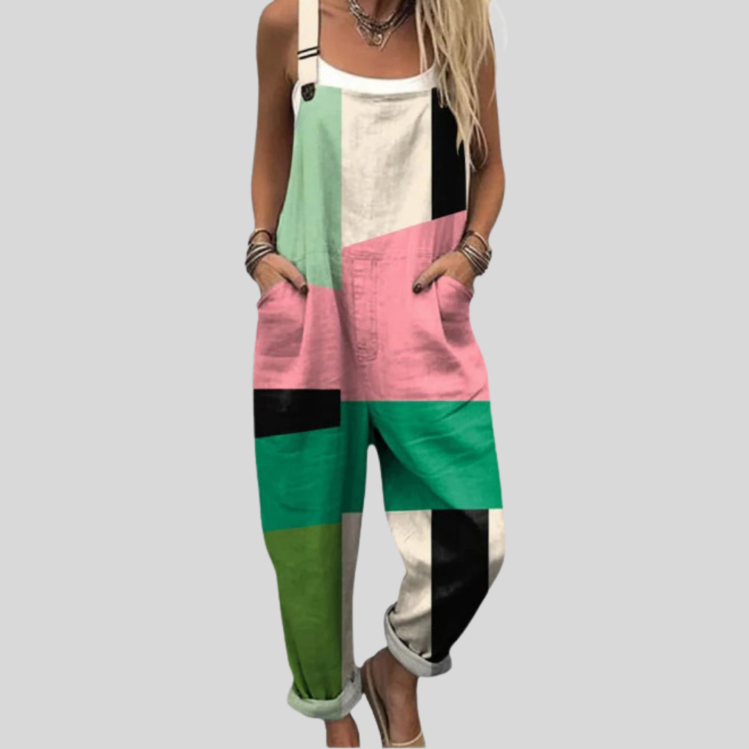 Luise Weimar | Geometrische Latzhose Mint-Rosa