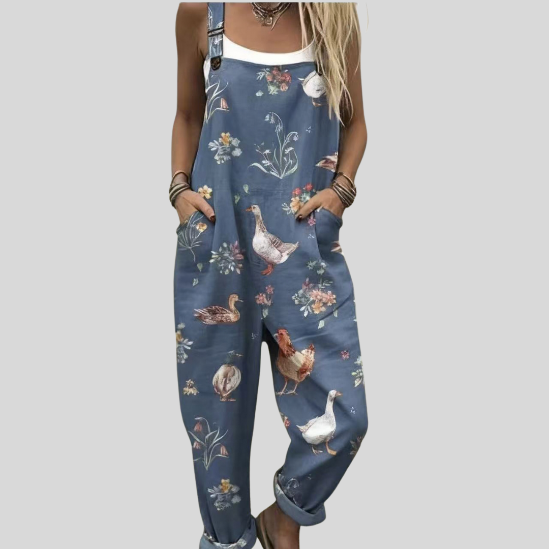 Ottilie Dresden | Latzhose mit Gänse-Motiv Blau