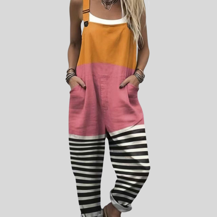 Sofia Wernigerode | Color-Block Latzhose Orange-Rosa