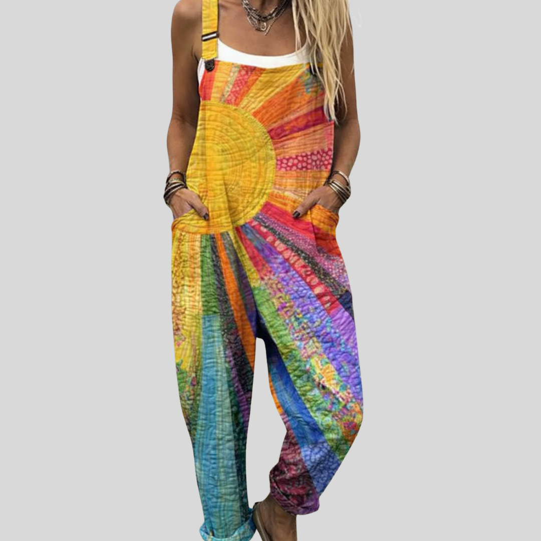 Elise Quedlinburg | Bunte Latzhose Sonne Batik