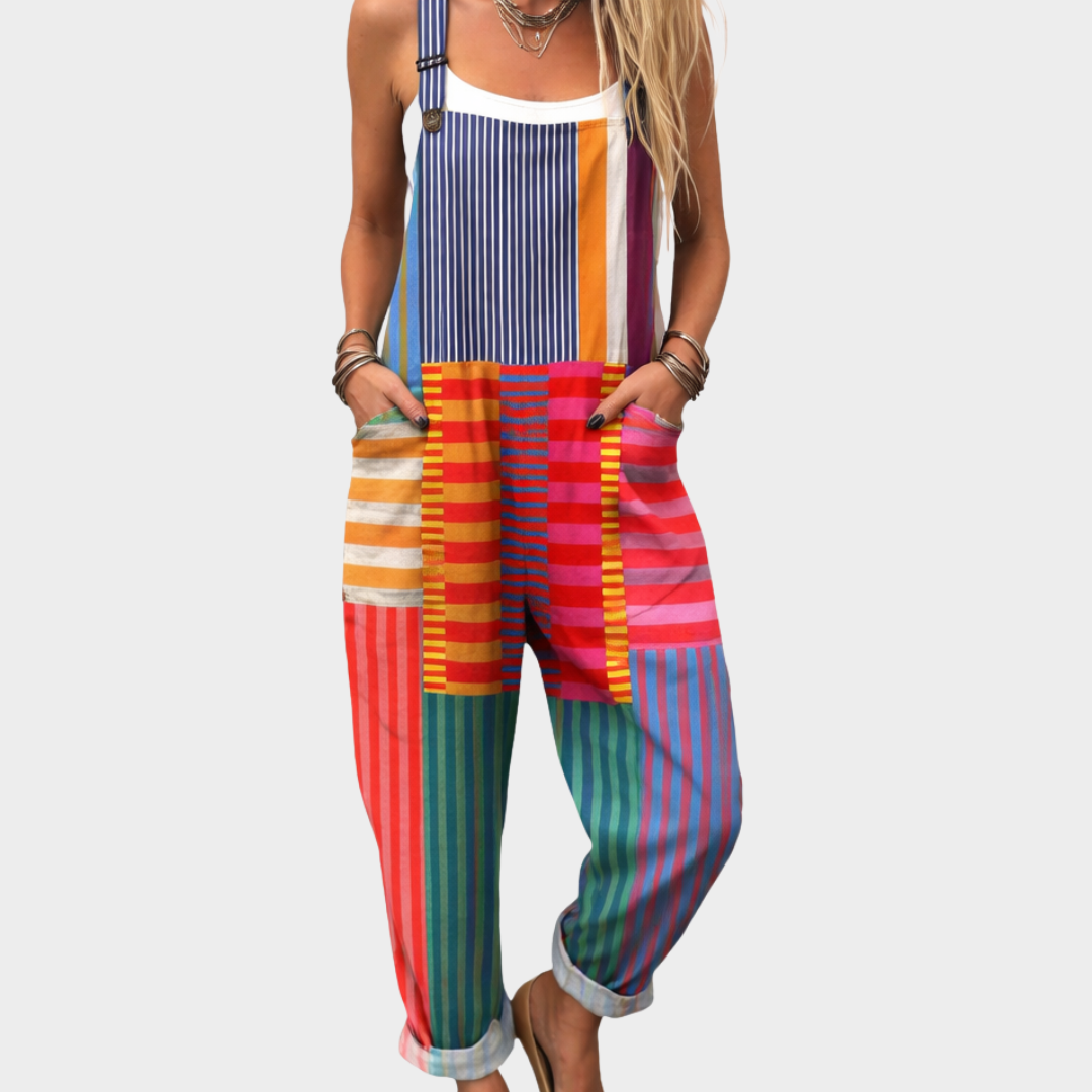 Sieglinde Dresden | Bunte Latzhose mit Streifenmix