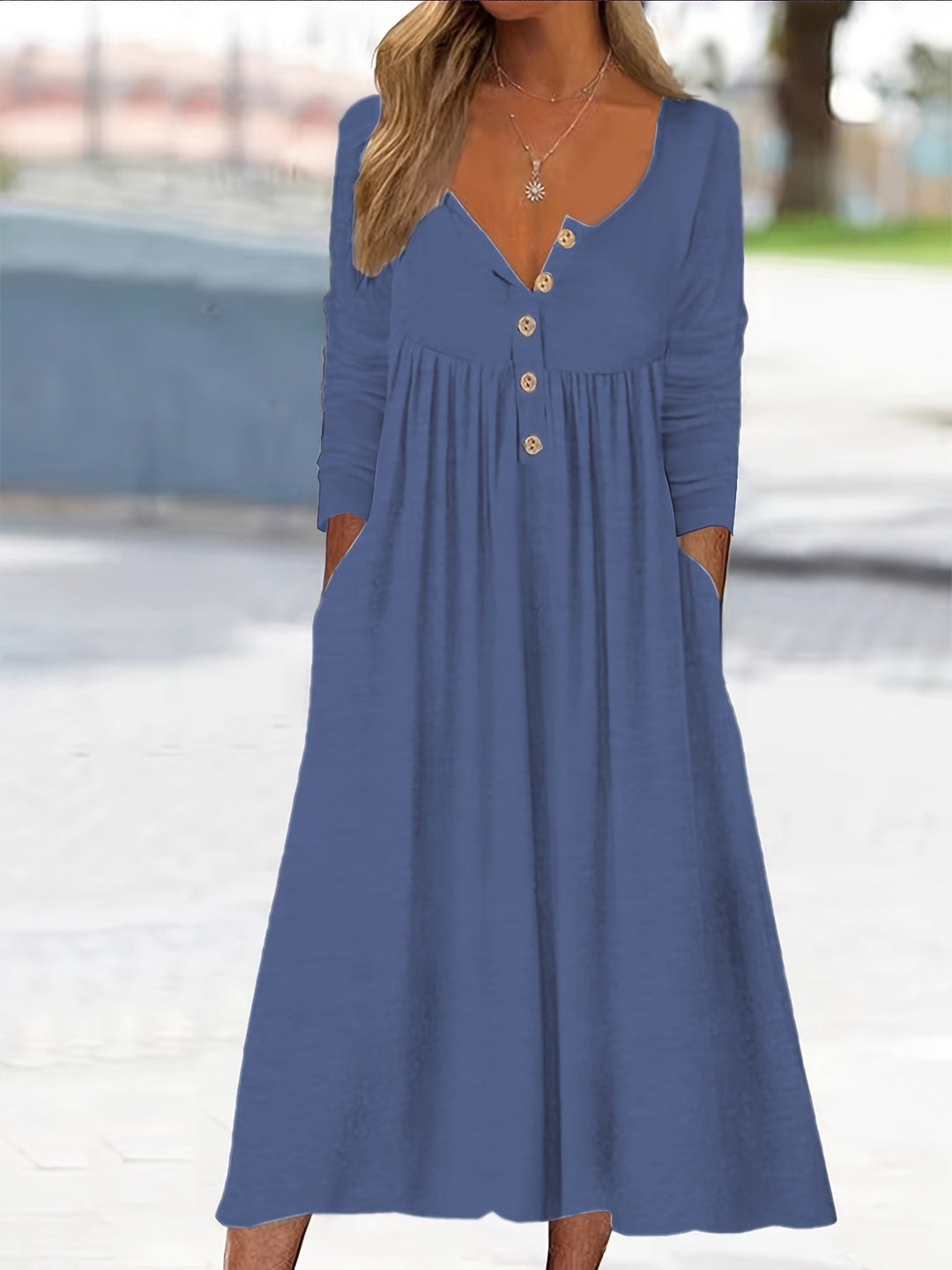 Ida Bamberg | Midi-Kleid mit Knöpfen Vorn