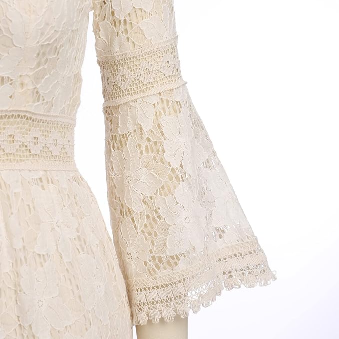 Waltraud Bayreuth | Boho-Spitzenkleid in Beige