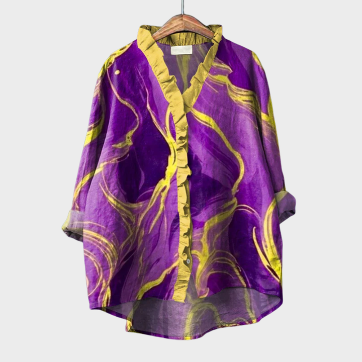 Mia Bad-Ischl | Elegante Sommerbluse in Gelb Violett