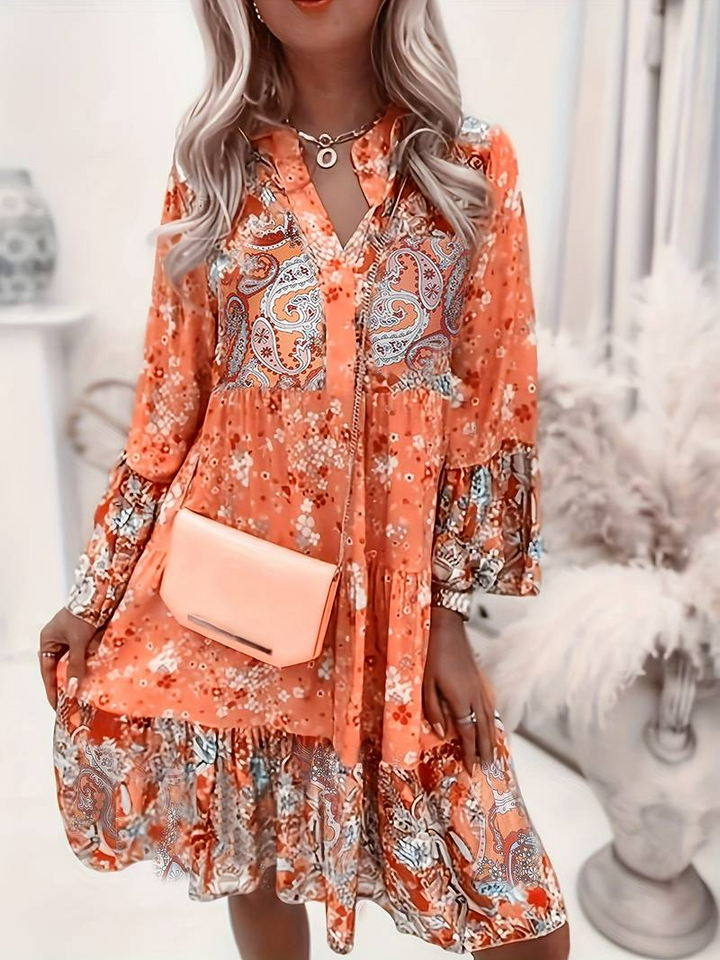 Irmgard Bad-Ischl | Bedrucktes Boho-Kleid in Rosa