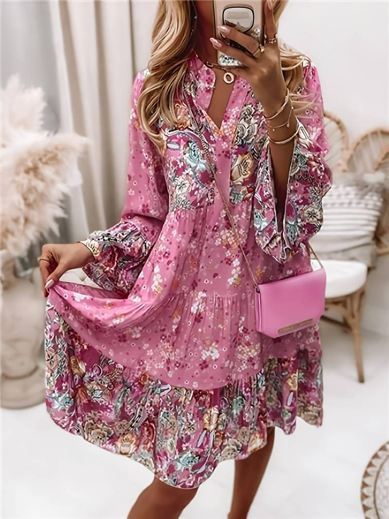 Irmgard Bad-Ischl | Bedrucktes Boho-Kleid in Rosa