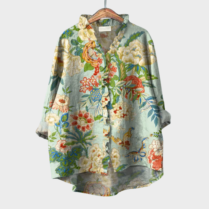 Clara Ulm | Elegante Sommerbluse in Floral Grün