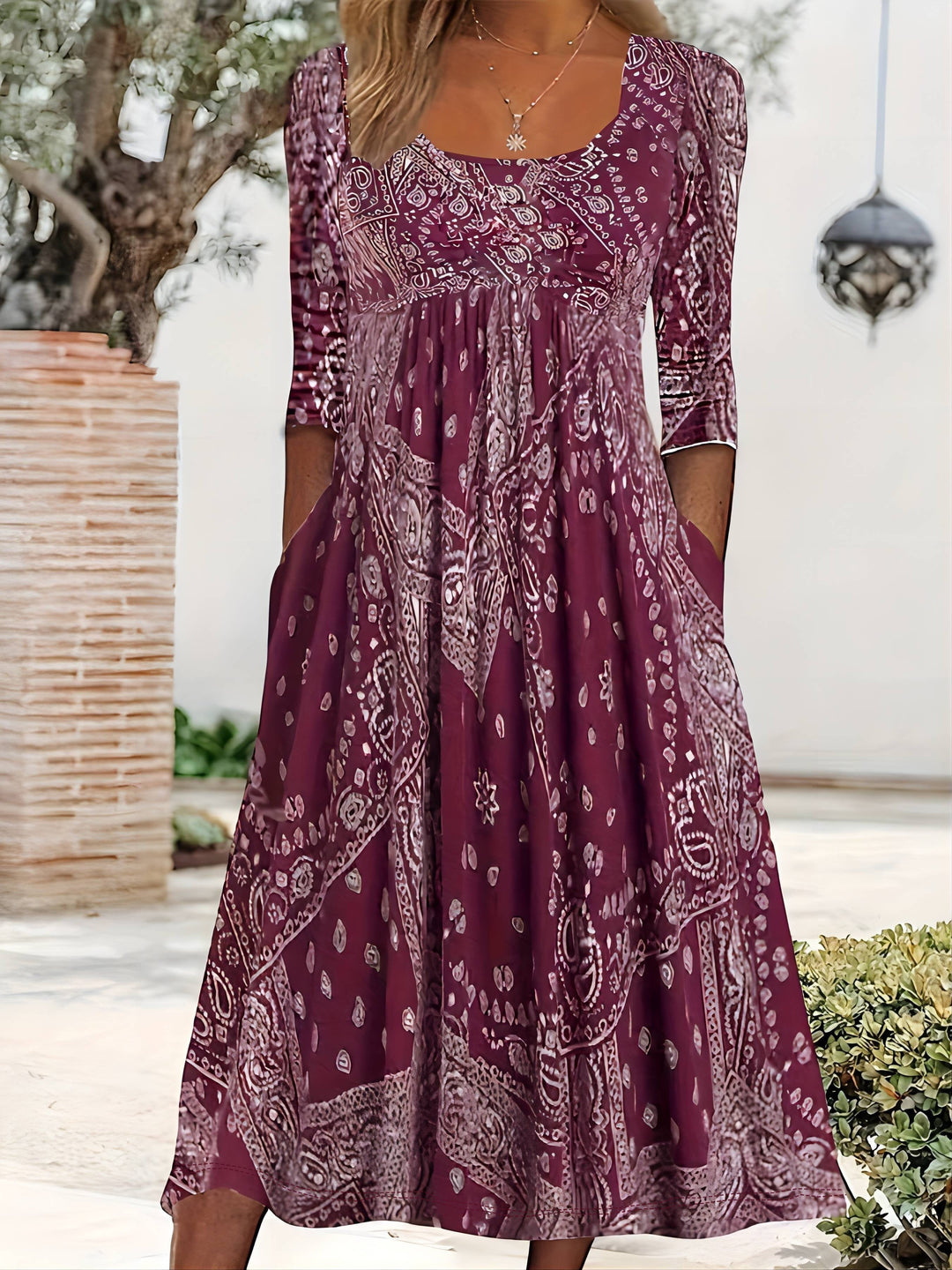 Isolde Weimar | Midi-Kleid mit Langen Ärmeln Casual