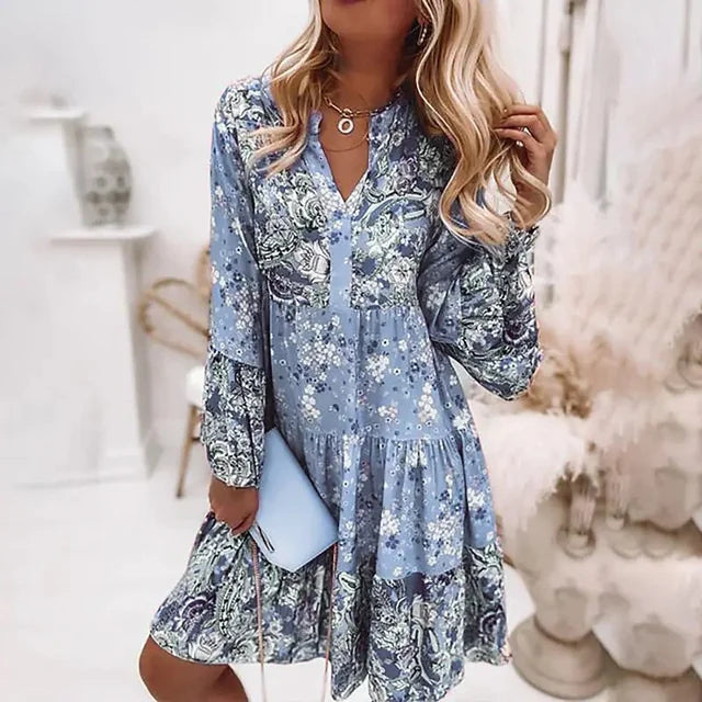 Irmgard Bad-Ischl | Bedrucktes Boho-Kleid in Rosa
