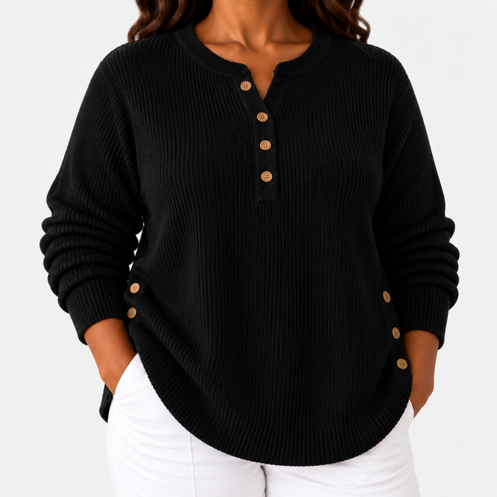 Button Henley Tunic for Women