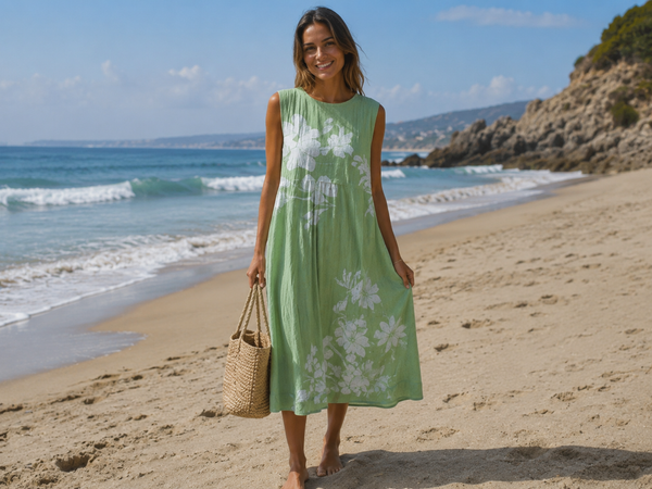 Gudrun | Boho-Midikleid aus gewebter Baumwolle