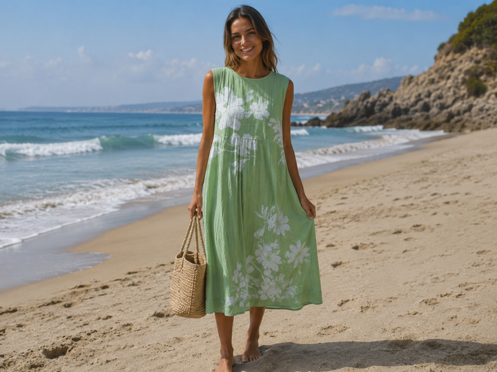 Gudrun | Boho-Midikleid aus gewebter Baumwolle