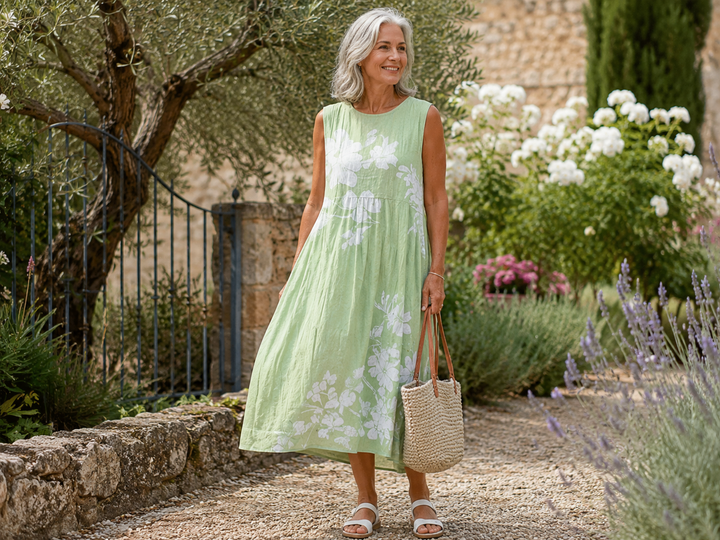 Gudrun | Boho-Midikleid aus gewebter Baumwolle