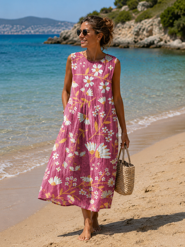 Lena | Boho-Midikleid Unifarben