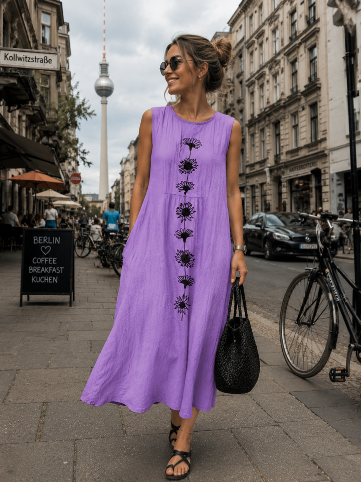 Ruth | Midikleid mit geometrischem Print in Schwarz