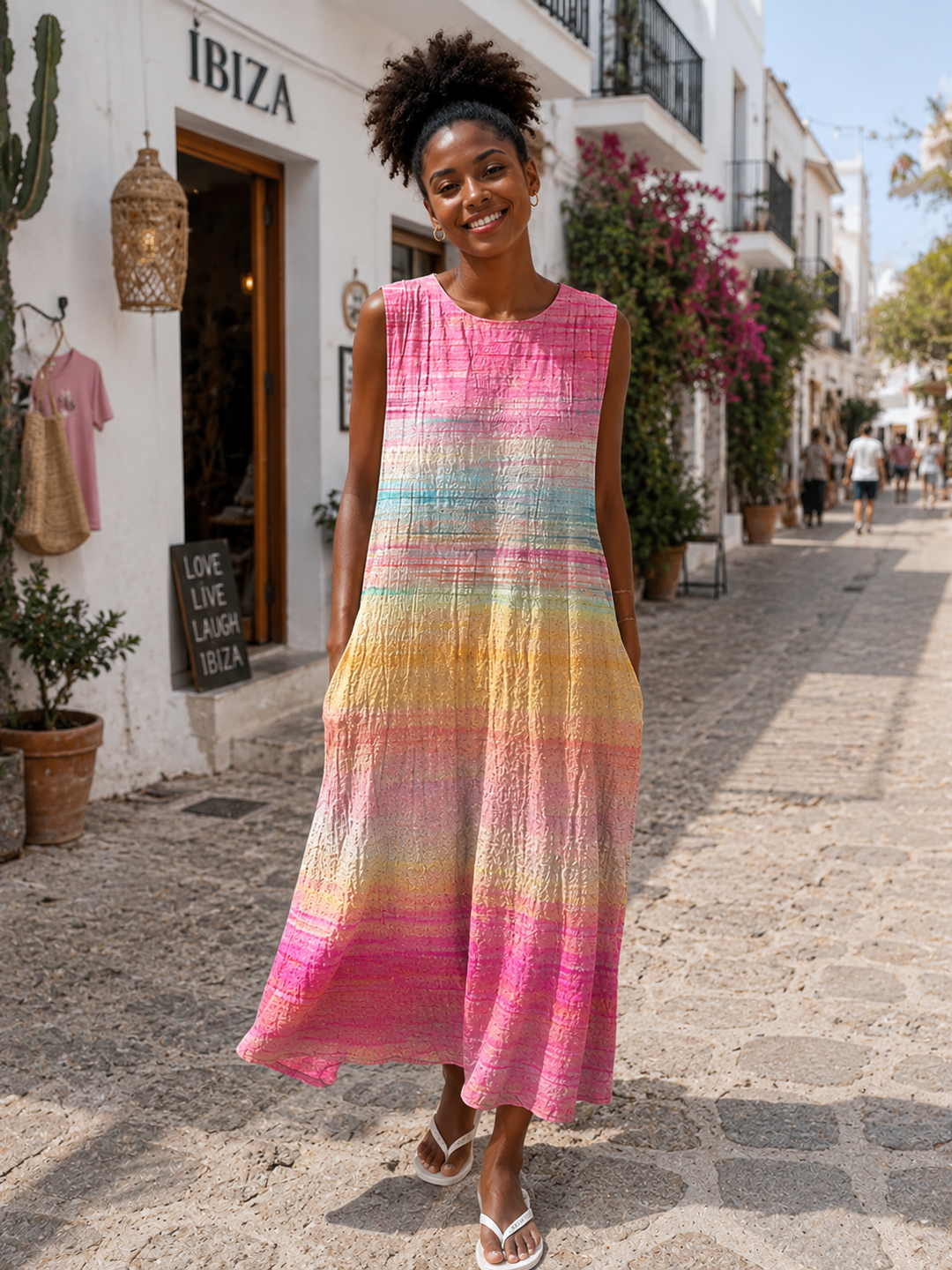 Lovisa | Patchwork-Midikleid aus Baumwolle in Mixfarben