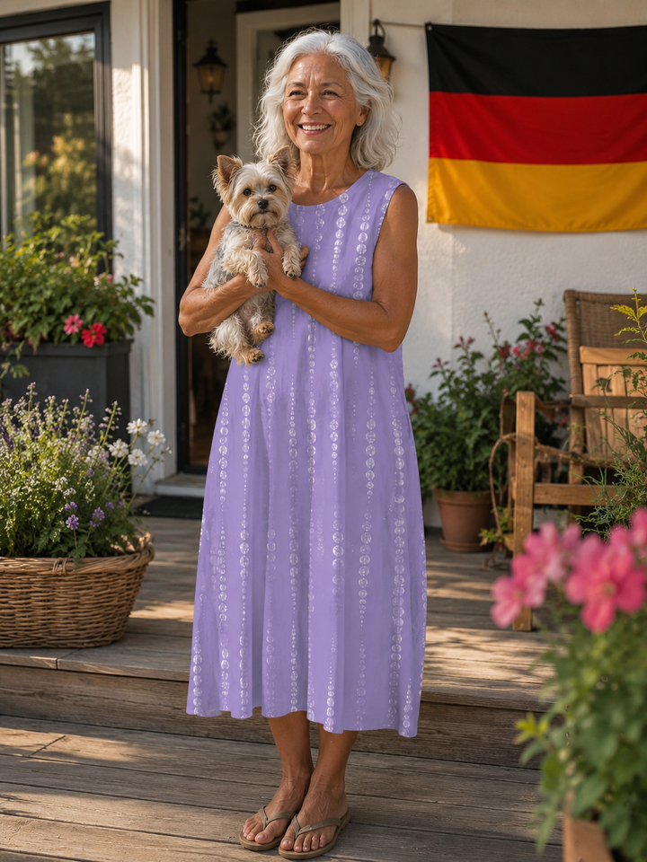 Edith | Midikleid mit Sonnenuntergangs-Print, Baumwollmischung