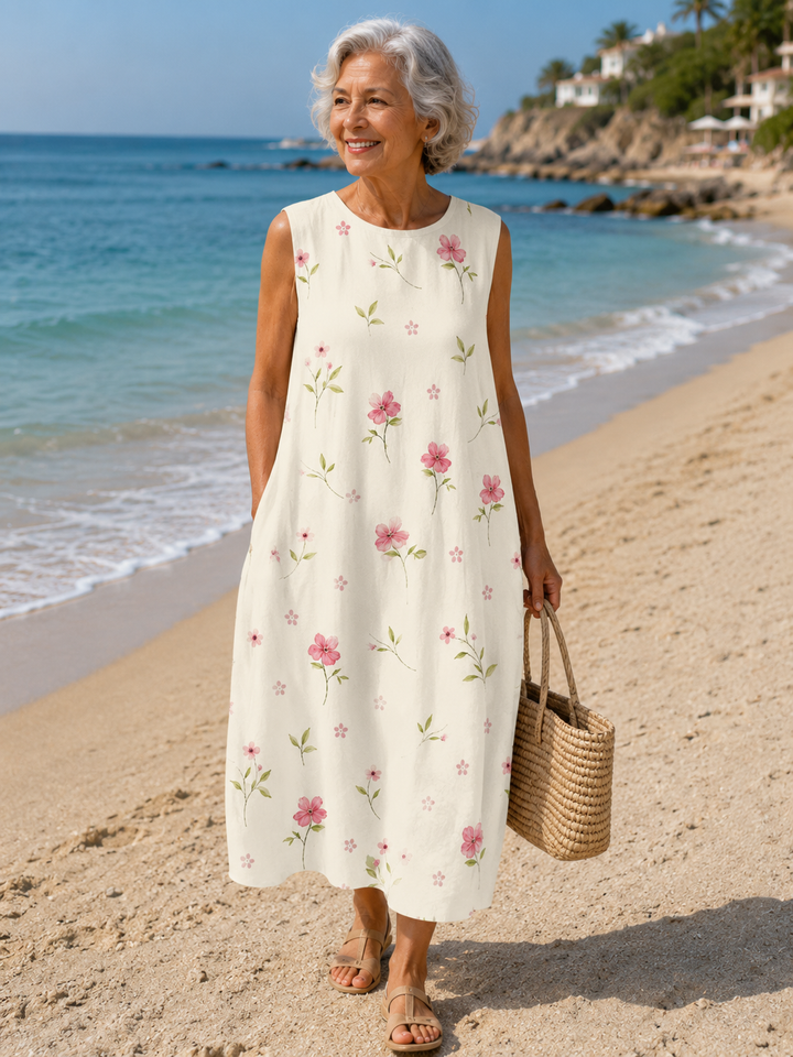 Maja | Midikleid mit Pastellblumen, Baumwollmischung