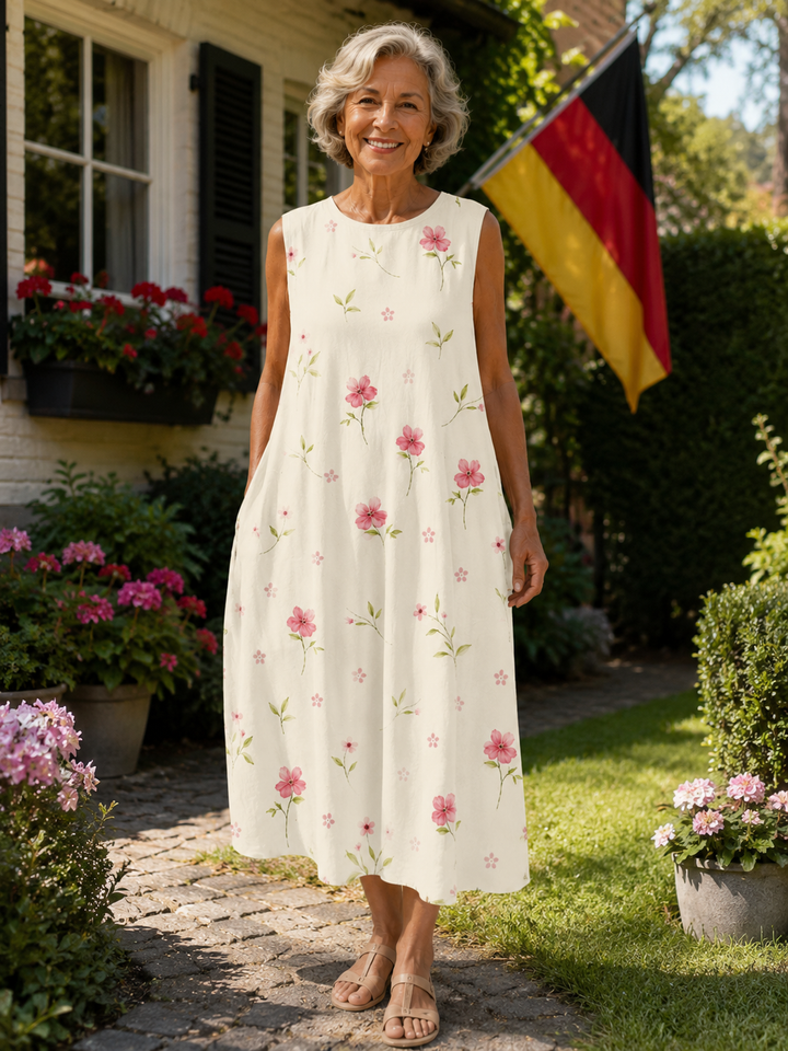 Maja | Midikleid mit Pastellblumen, Baumwollmischung