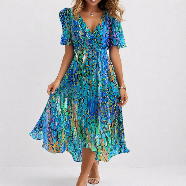 Marlene Bautzen | Luftige Blaue Midi-Kleid am Meer