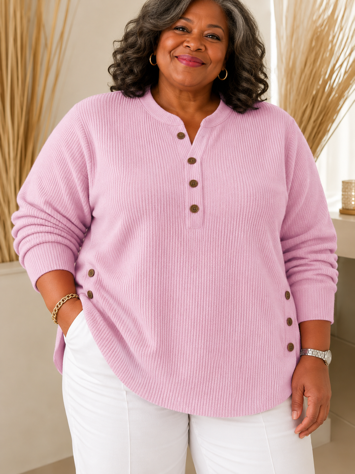 Button Henley Tunic for Women