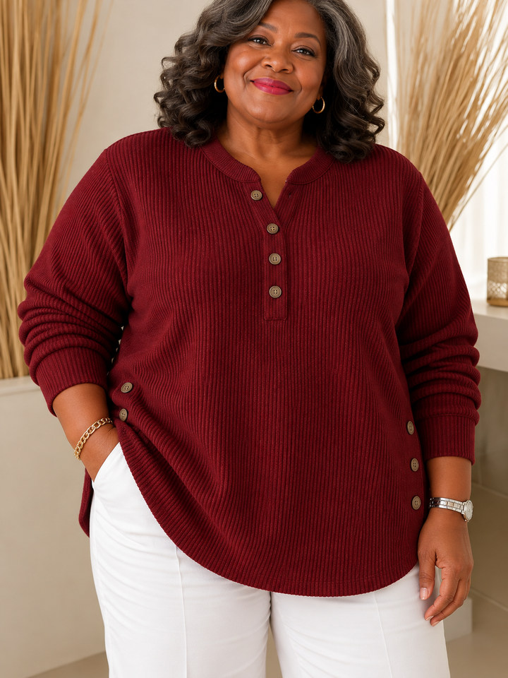Button Henley Tunic for Women