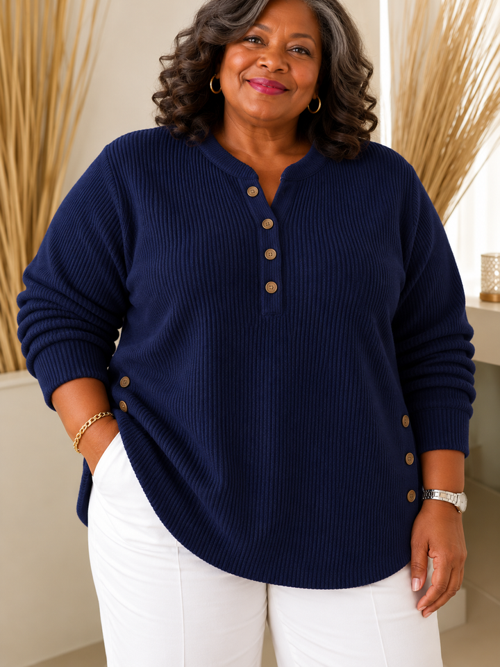 Button Henley Tunic for Women