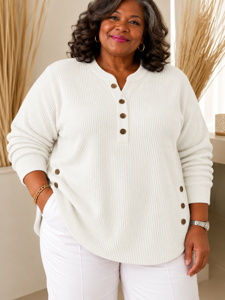 Button Henley Tunic for Women