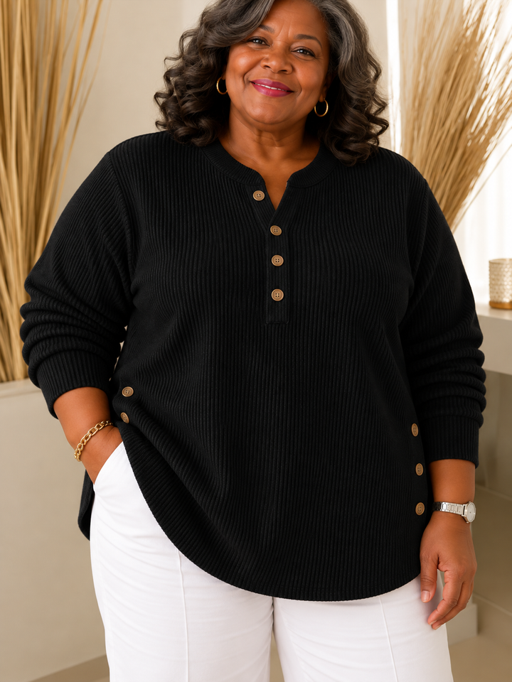 Button Henley Tunic for Women