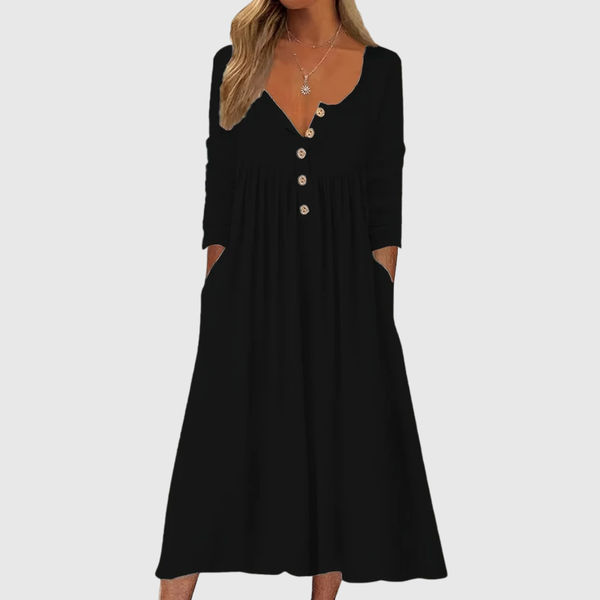 Ida Bamberg | Midi-Kleid mit Knöpfen Vorn