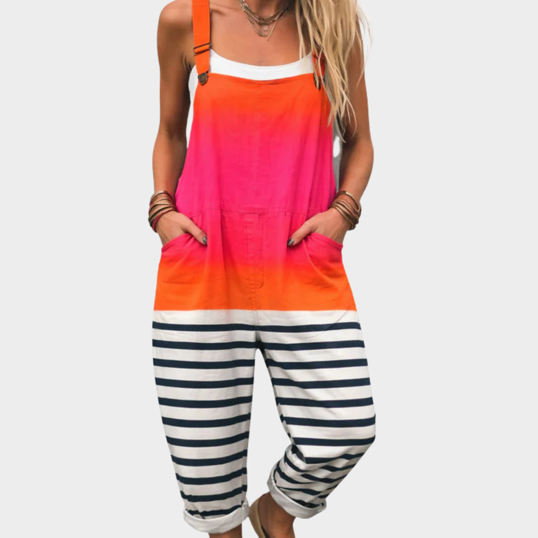 Helene Landshut | Latzhose Orange-Pink mit Streifen