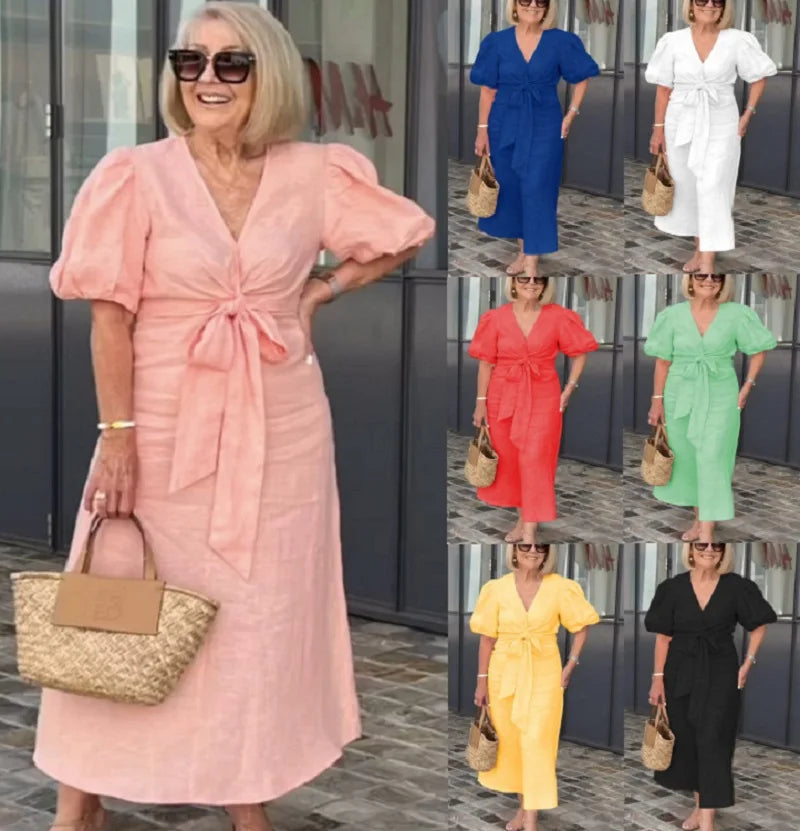 Cornelia Potsdam | Elegantes Midi-Kleid mit V-Ausschnitt