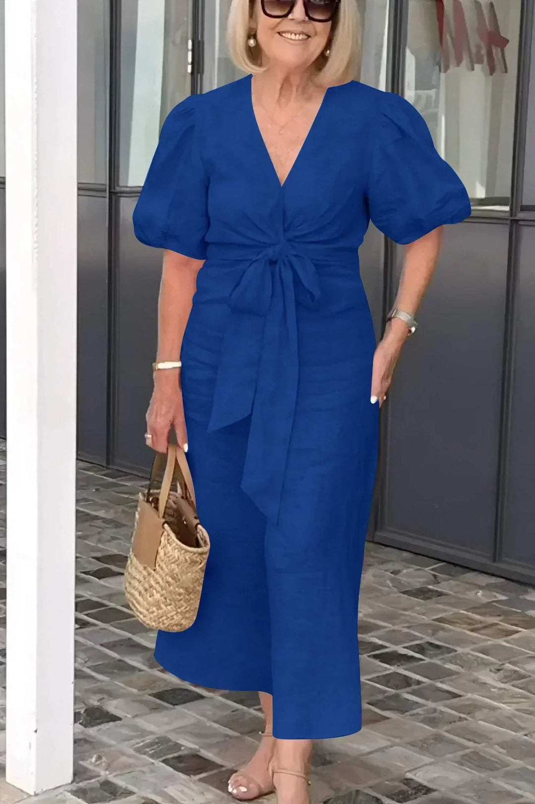 Cornelia Potsdam | Elegantes Midi-Kleid mit V-Ausschnitt