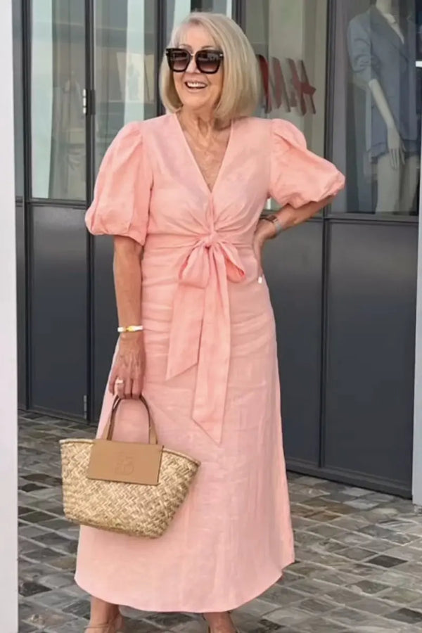 Cornelia Potsdam | Elegantes Midi-Kleid mit V-Ausschnitt